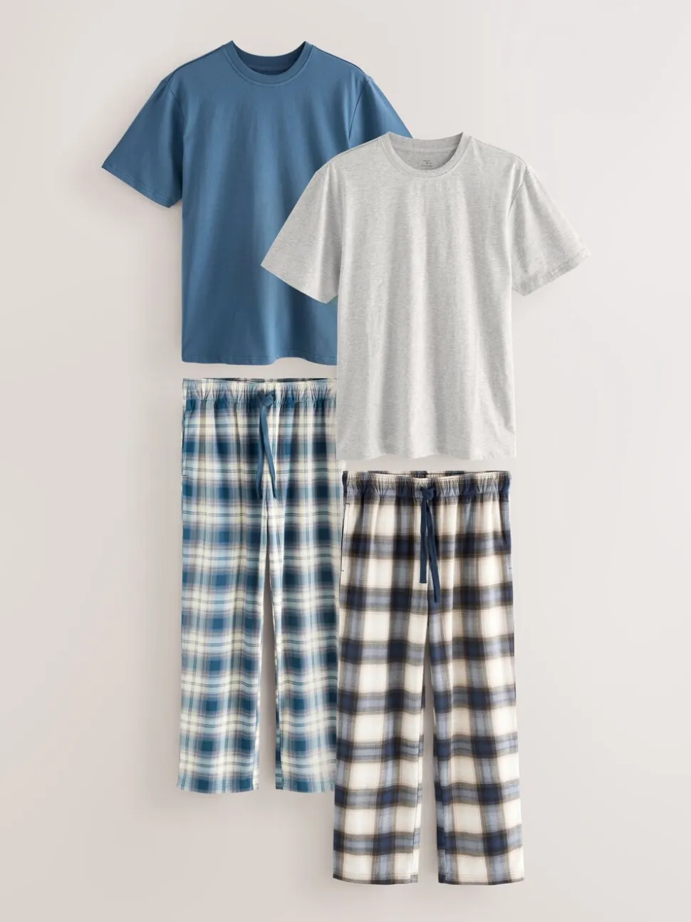 Marineblauw/kiezelkleur - Motionflex behaaglijke pyjamaset verpakking van 2