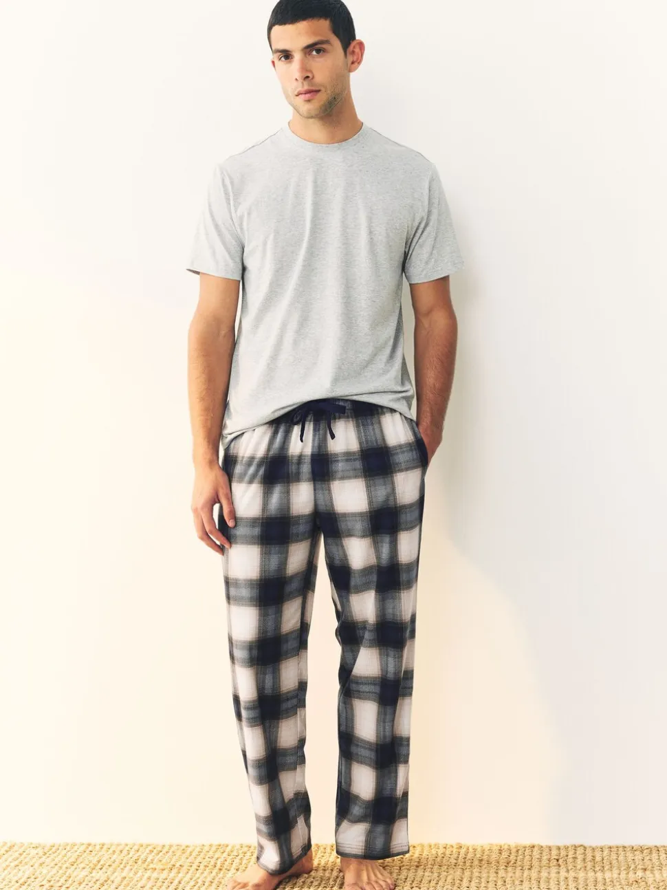 Marineblauw/kiezelkleur - Motionflex behaaglijke pyjamaset verpakking van 2