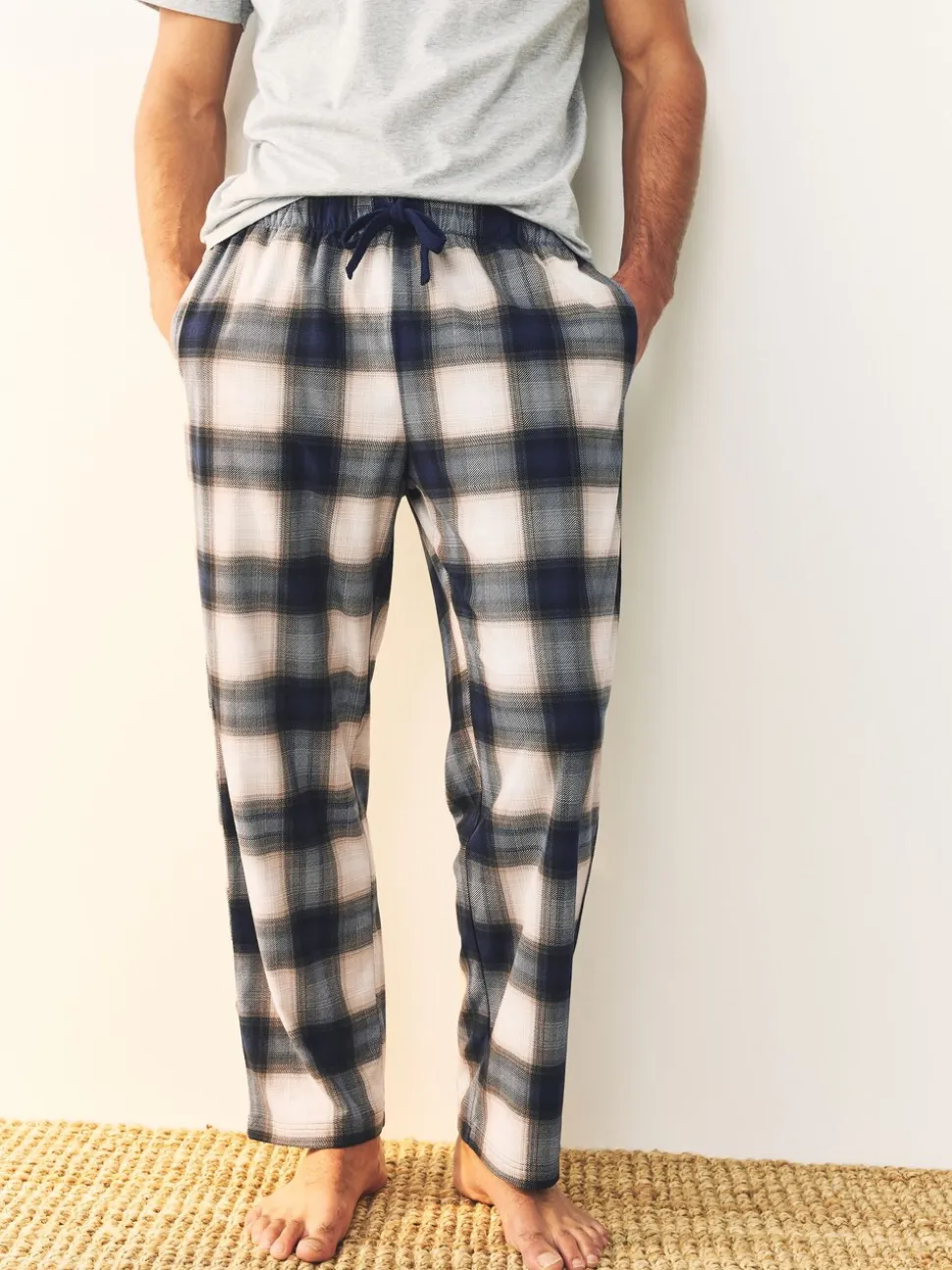 Marineblauw/kiezelkleur - Motionflex behaaglijke pyjamaset verpakking van 2