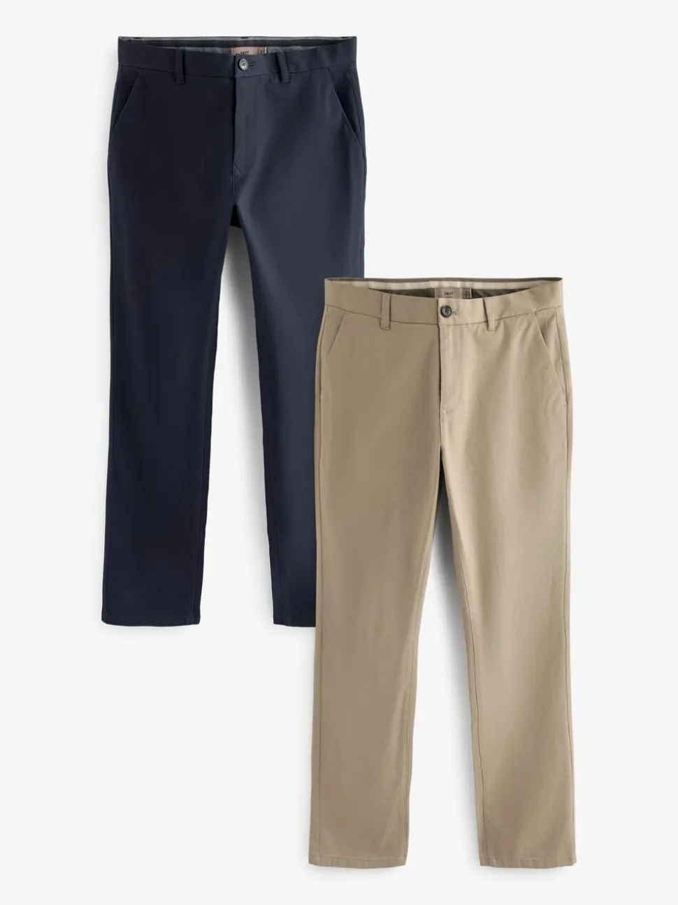 Marineblauw/kiezelkleur - Slim Fit - Stretch chino's verpakking van 2