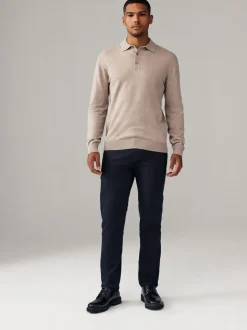 Marineblauw/kiezelkleur - Slim Fit - Stretch chino's verpakking van 2