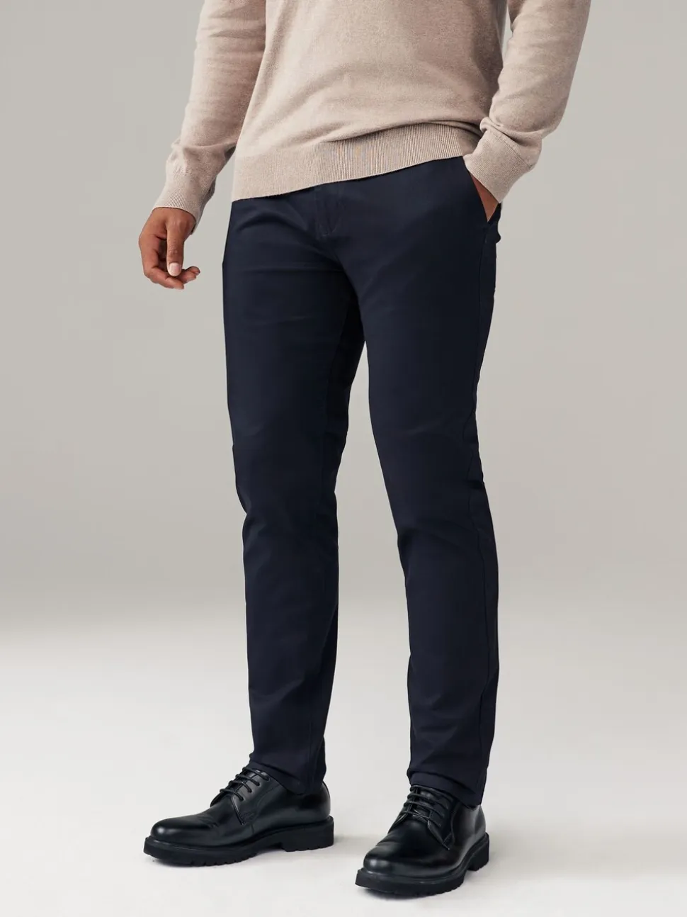 Marineblauw/kiezelkleur - Slim Fit - Stretch chino's verpakking van 2
