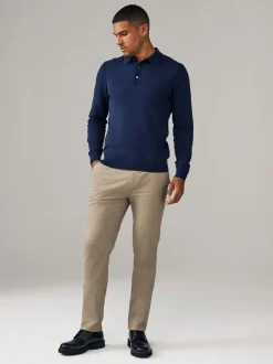 Marineblauw/kiezelkleur - Slim Fit - Stretch chino's verpakking van 2