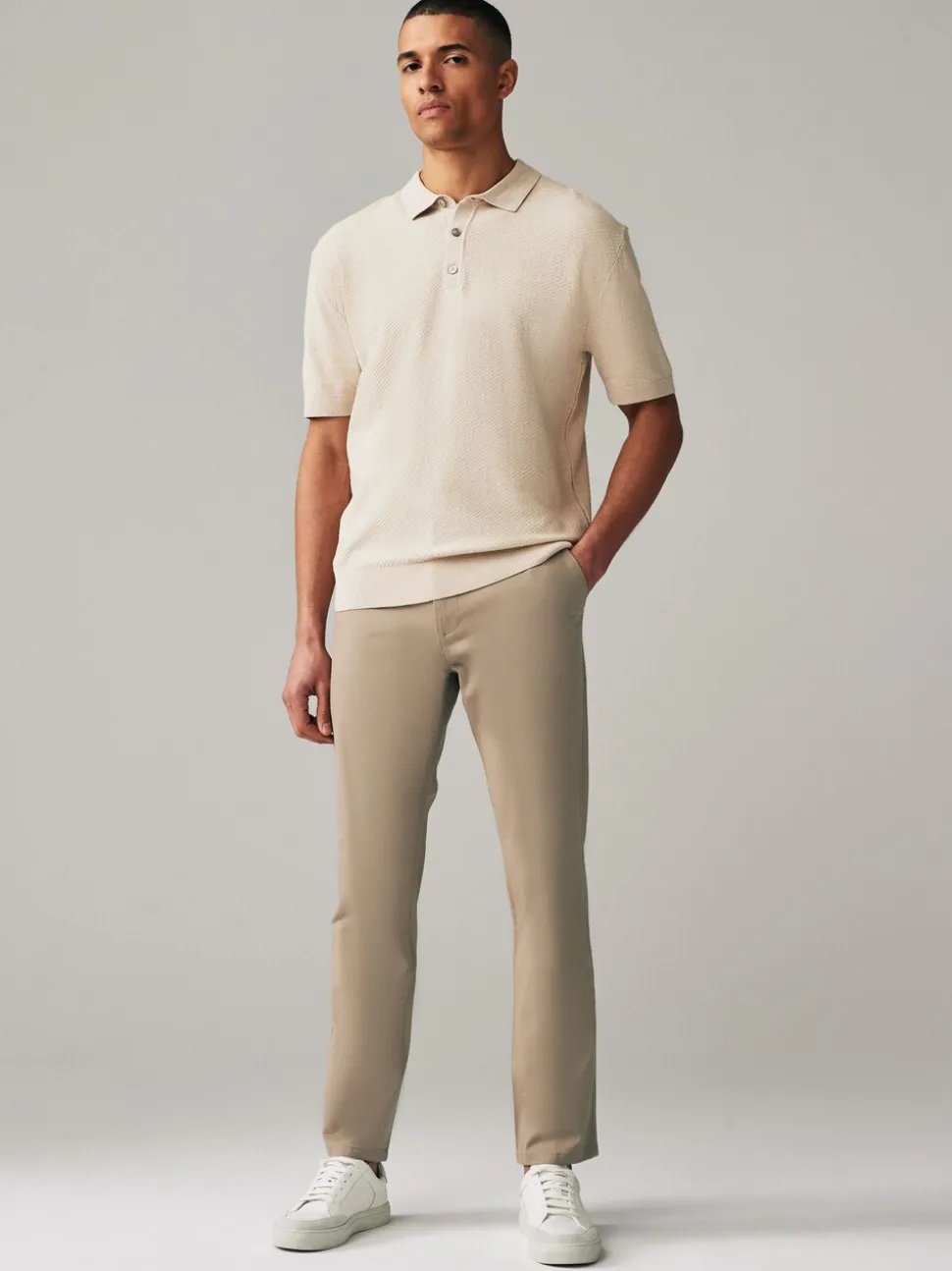 Marineblauw/kiezelkleur - Slim Fit - Stretch chino's verpakking van 2