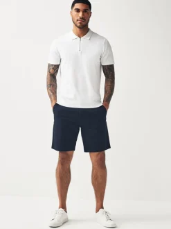 Marineblauw/kiezelkleurig - Straight fit - Set van 2 chinoshorts met stretch