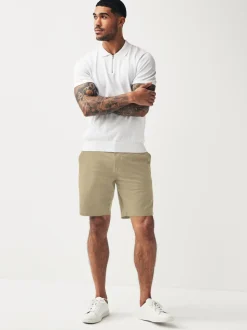 Marineblauw/kiezelkleurig - Straight fit - Set van 2 chinoshorts met stretch