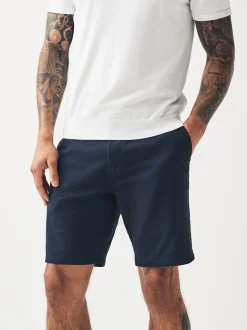 Marineblauw/kiezelkleurig - Straight fit - Set van 2 chinoshorts met stretch