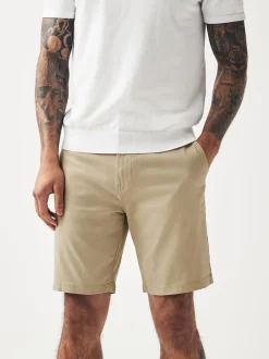 Marineblauw/kiezelkleurig - Straight fit - Set van 2 chinoshorts met stretch