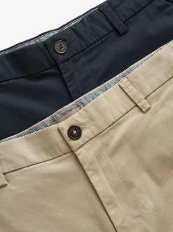 Marineblauw/kiezelkleurig - Straight fit - Set van 2 chinoshorts met stretch