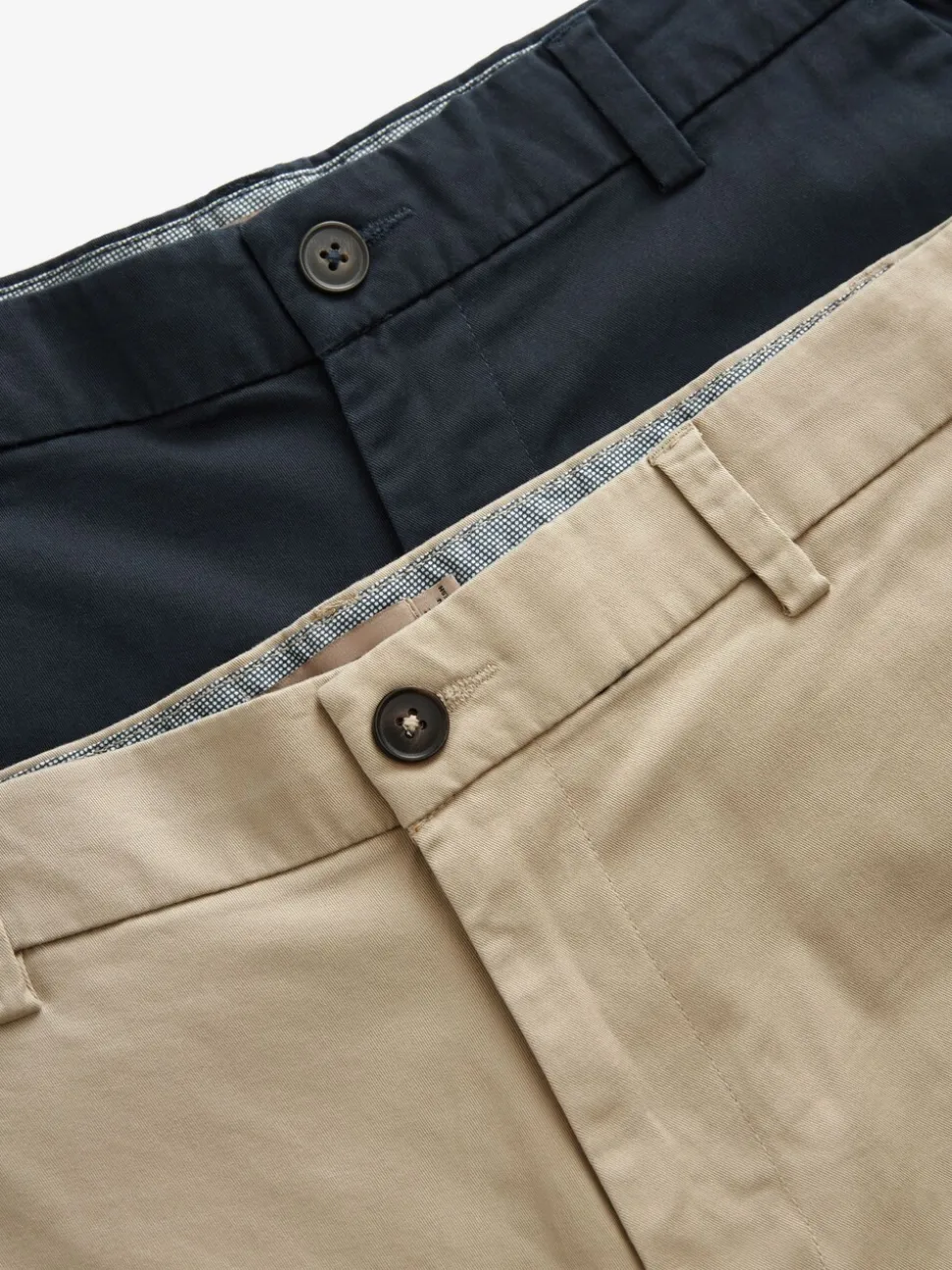 Marineblauw/kiezelkleurig - Straight fit - Set van 2 chinoshorts met stretch