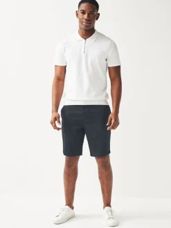 Marineblauw/kiezelkleurig - Slim Fit - Set van 2 chinoshorts met stretch