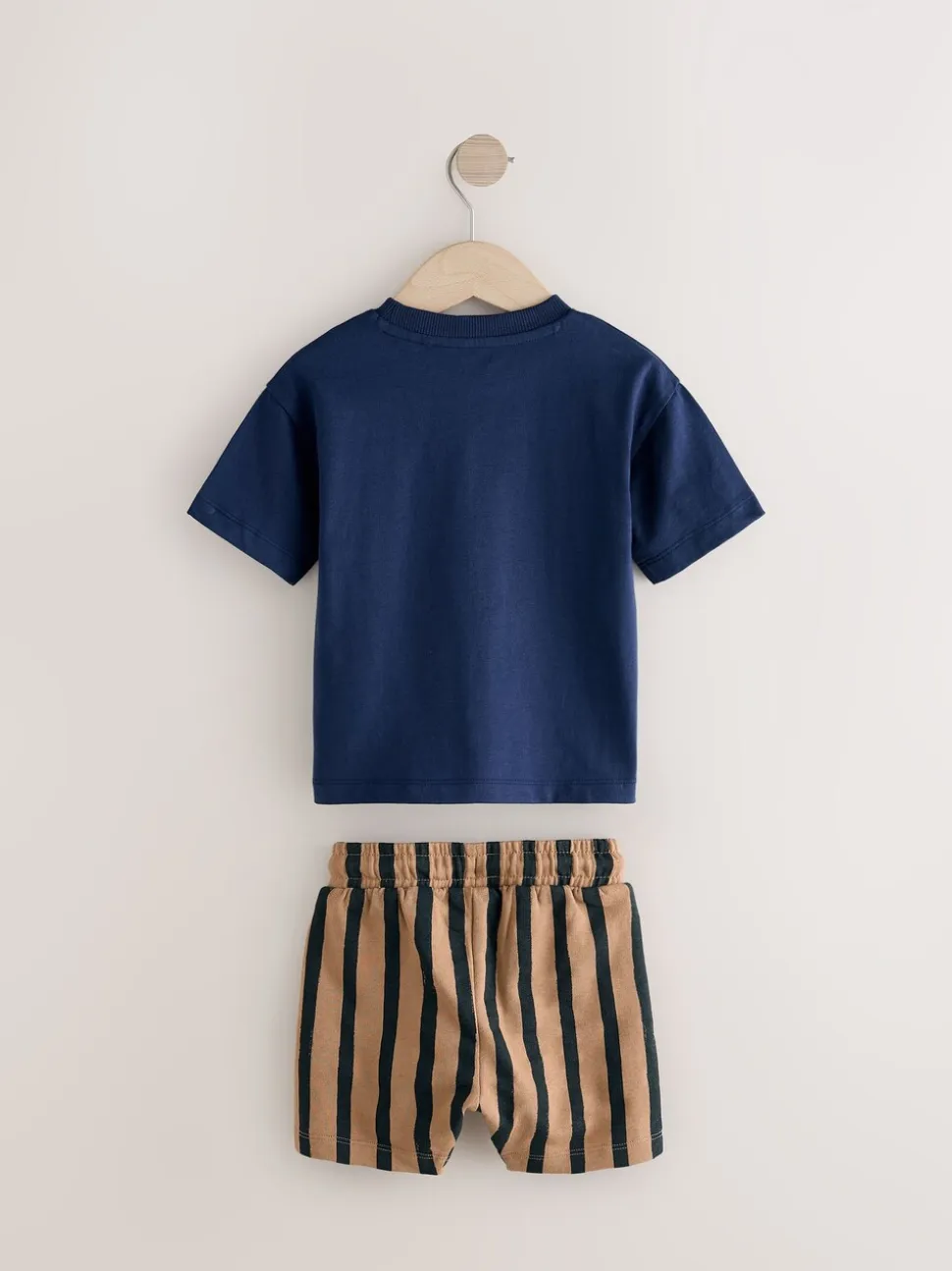 Marineblauw/kiezelkleurig - Set van 2 T-shirts met korte mouwen en shorts (3 mnd - 7 jr) (3 mnd - 7 jr)