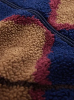 Marineblauw/Lichtbruin/Bruin Argyle - Volledig doorlopende rits - Fleece trui met print