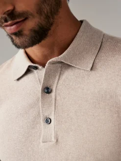 Marineblauw/naturel - Gebreide poloshirts met lange mouwen 2 -pack