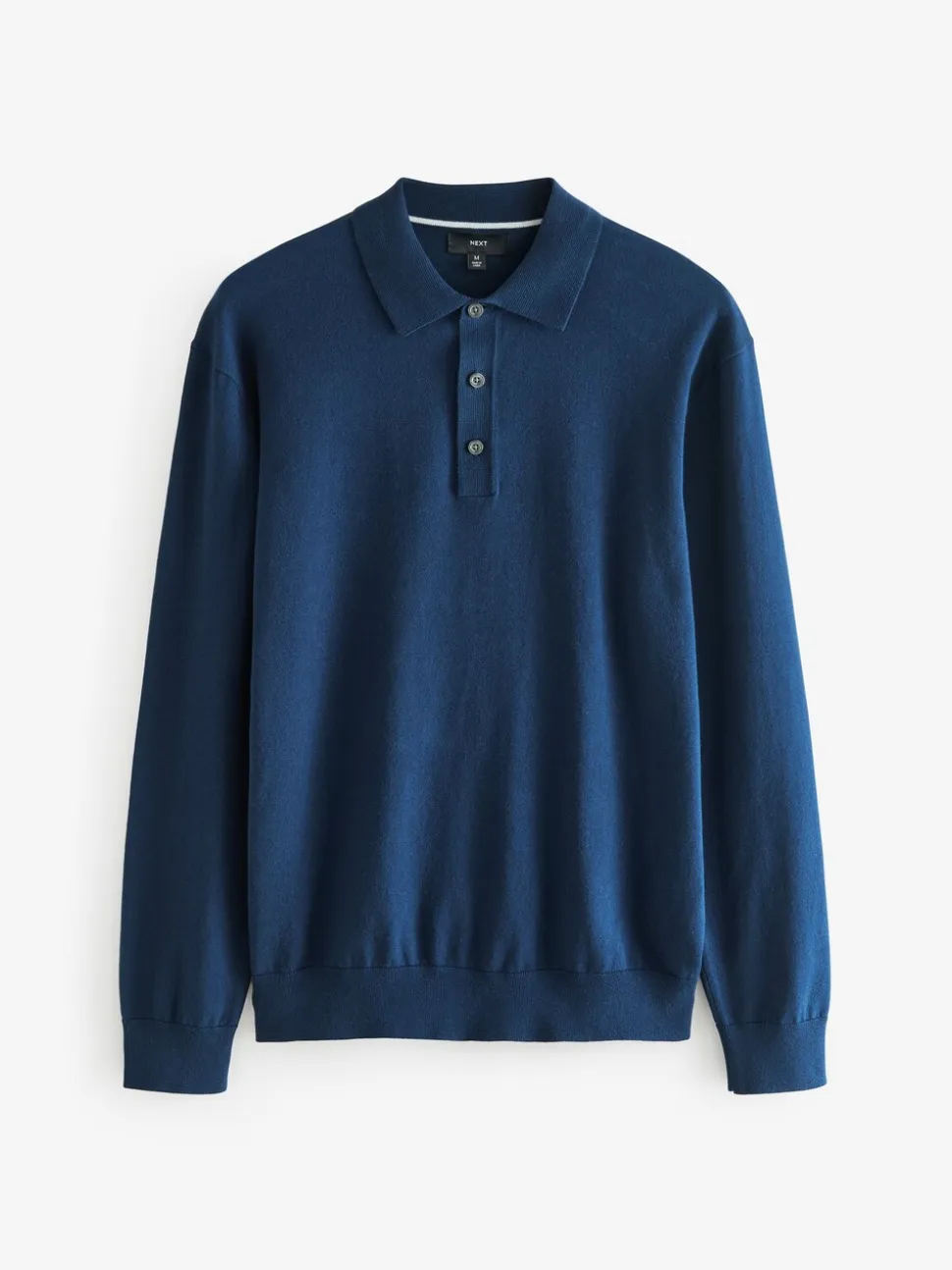 Marineblauw/naturel - Gebreide poloshirts met lange mouwen 2 -pack