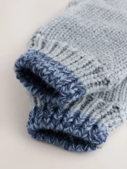 Marineblauw/naturel - Muts, Handschoenen & colsjaal 3 -delige Set (3-16jr)