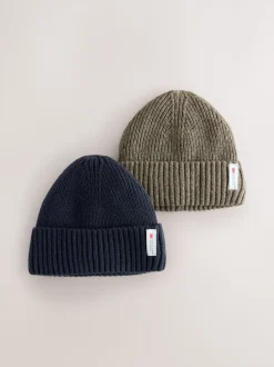 Marineblauw/neutraal bruin - Thinsulate beanie-mutsen 2 stuks