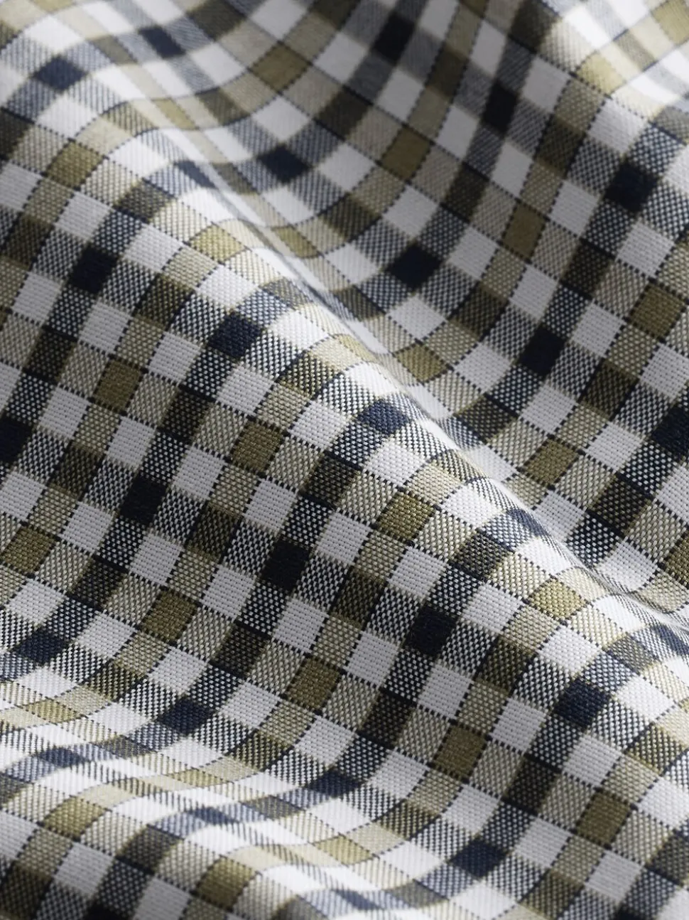 Marineblauw/neutrale gingham-ruit - Strijvrij Oxford overhemd met korte mouwen en knopen