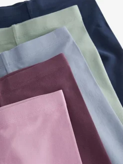 Marineblauw/roze/saliegroen/denimblauw - Verpakking van 5 leggings (3-16 jr)