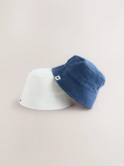 Marineblauw/wit - 2 Pack Baby Bucket Hat (0mths-2yrs)