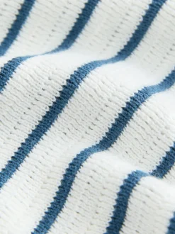 Marineblauw/wit - Gebreid poloshirt met knopen bij de hals van 100% katoen (3 mnd -7 jr)