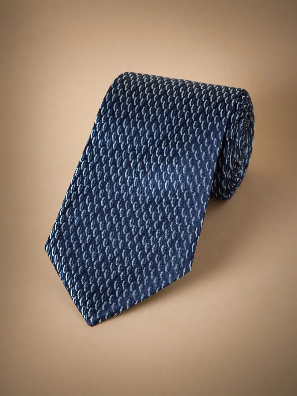 Marineblauw/wit - Signature designstropdas van Italiaanse zijde