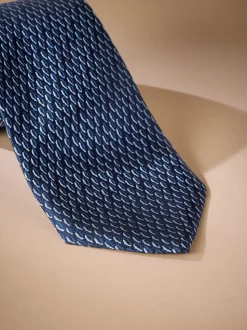 Marineblauw/wit - Signature designstropdas van Italiaanse zijde