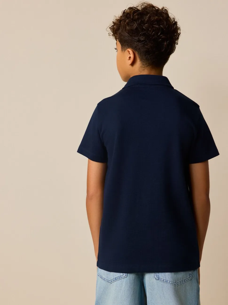 Marineblauw/wit - Vertical Stripe Short Sleeve Jersey Shirt (3-16yrs)