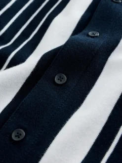 Marineblauw/wit - Vertical Stripe Short Sleeve Jersey Shirt (3-16yrs)
