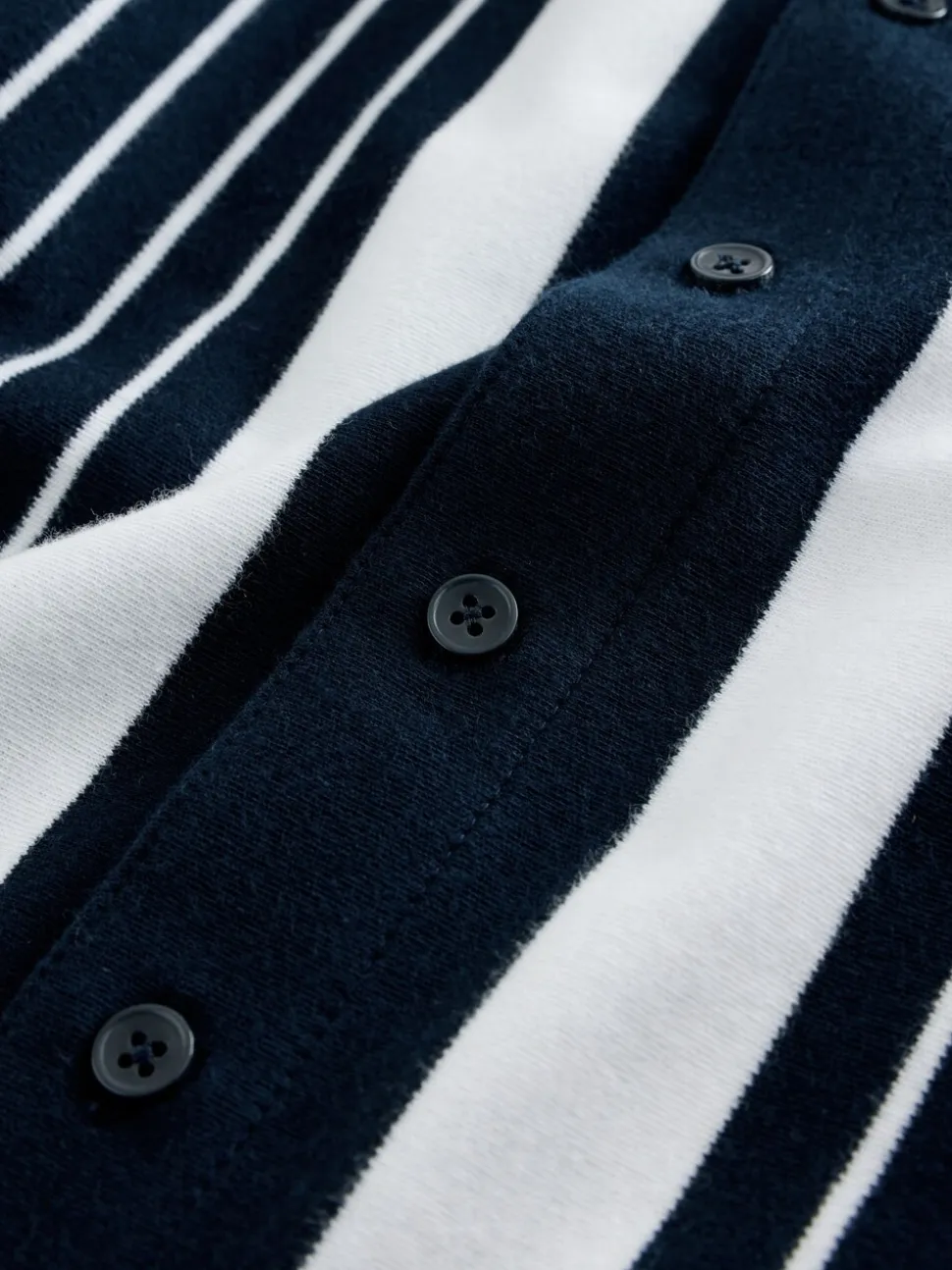 Marineblauw/wit - Vertical Stripe Short Sleeve Jersey Shirt (3-16yrs)