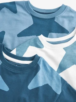 Marineblauw/wit met sterren - Verpakking van 3 korte pyjama's (9mnd -12jr)