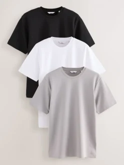 Marineblauw/wit/kiezelkleur - Smart Soft Touch Heavyweight T-Shirts 3 Pack