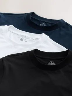 Marineblauw/wit/zwart - Muscle fit essentiële T-shirts 3 set