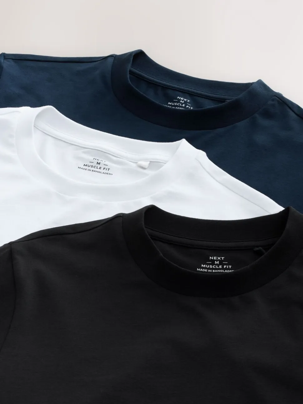 Marineblauw/wit/zwart - Muscle fit essentiële T-shirts 3 set
