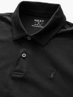 Marineblauw/zwart/grijs/wit/saliegroen - Slim Fit - Set van 5 jersey poloshirts met korte mouwen