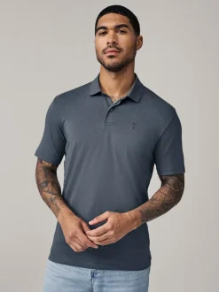 Marineblauw/zwart/grijs/wit/saliegroen - Slim Fit - Set van 5 jersey poloshirts met korte mouwen