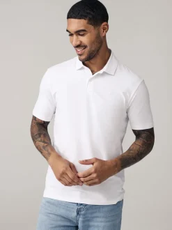 Marineblauw/zwart/grijs/wit/saliegroen - Slim Fit - Set van 5 jersey poloshirts met korte mouwen