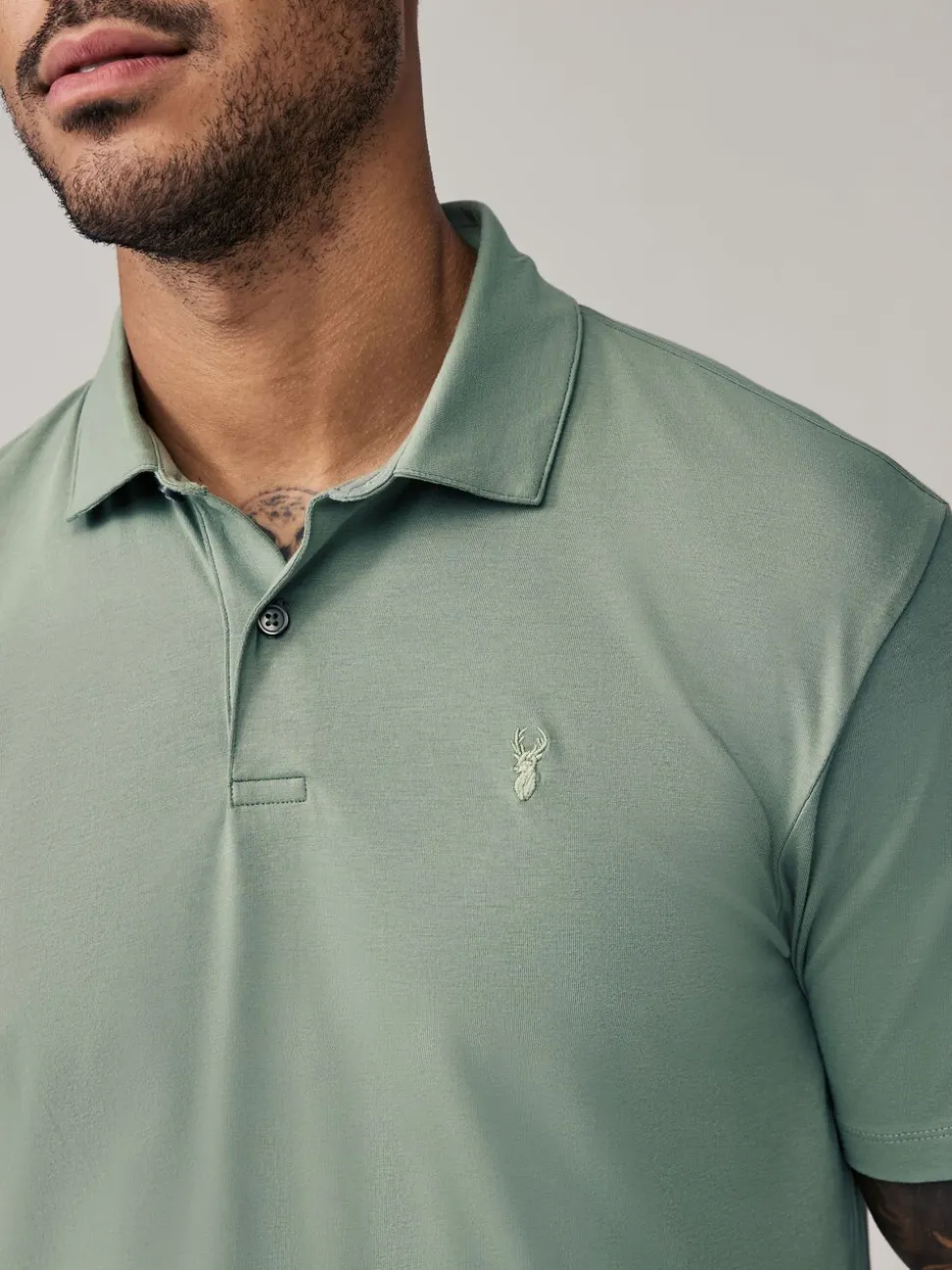 Marineblauw/zwart/grijs/wit/saliegroen - Slim Fit - Set van 5 jersey poloshirts met korte mouwen