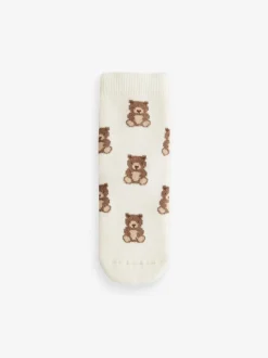 Marine/ecru beer - Set van 5 Cosy Terry sokken met hoog katoengehalte