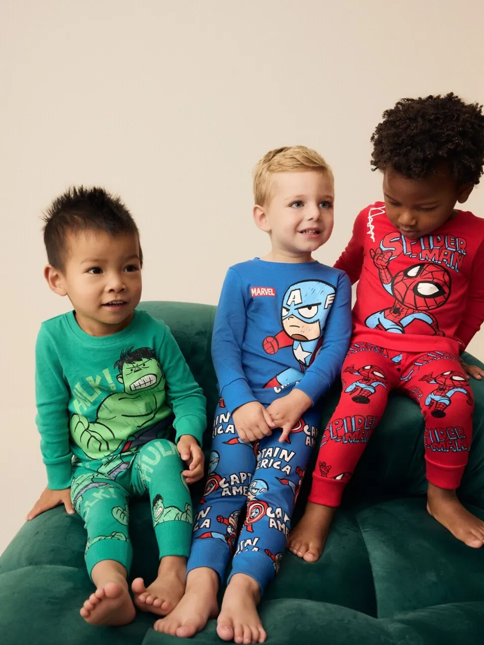 Marvel Rood/groen/blauw - Verpakking van 3 knusse pyjama's (9 mnd-8 jr)