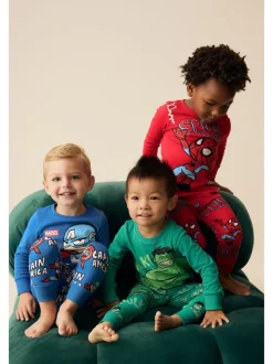 Marvel Rood/groen/blauw - Verpakking van 3 knusse pyjama's (9 mnd-8 jr)