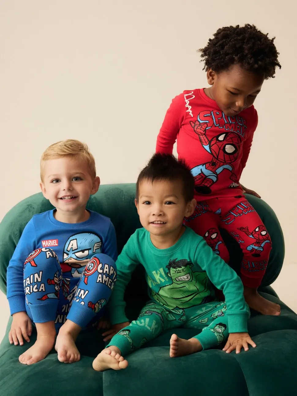 Marvel Rood/groen/blauw - Verpakking van 3 knusse pyjama's (9 mnd-8 jr)