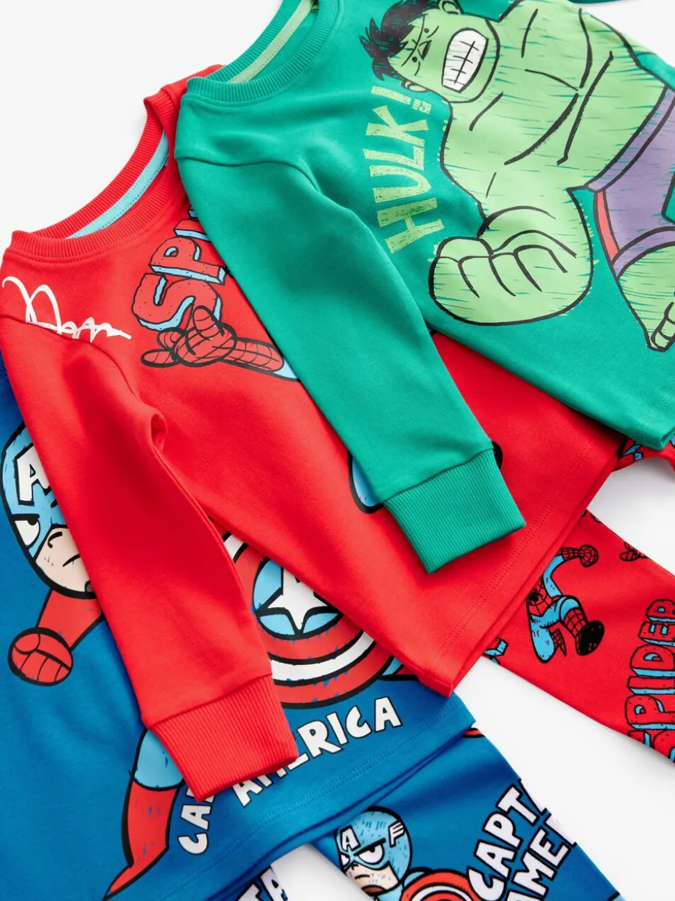 Marvel Rood/groen/blauw - Verpakking van 3 knusse pyjama's (9 mnd-8 jr)
