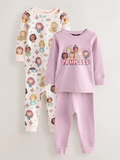 Mauve/Crème - Disney Princess Snuggle Pyjamas 2 Pack (9mths-10yrs)