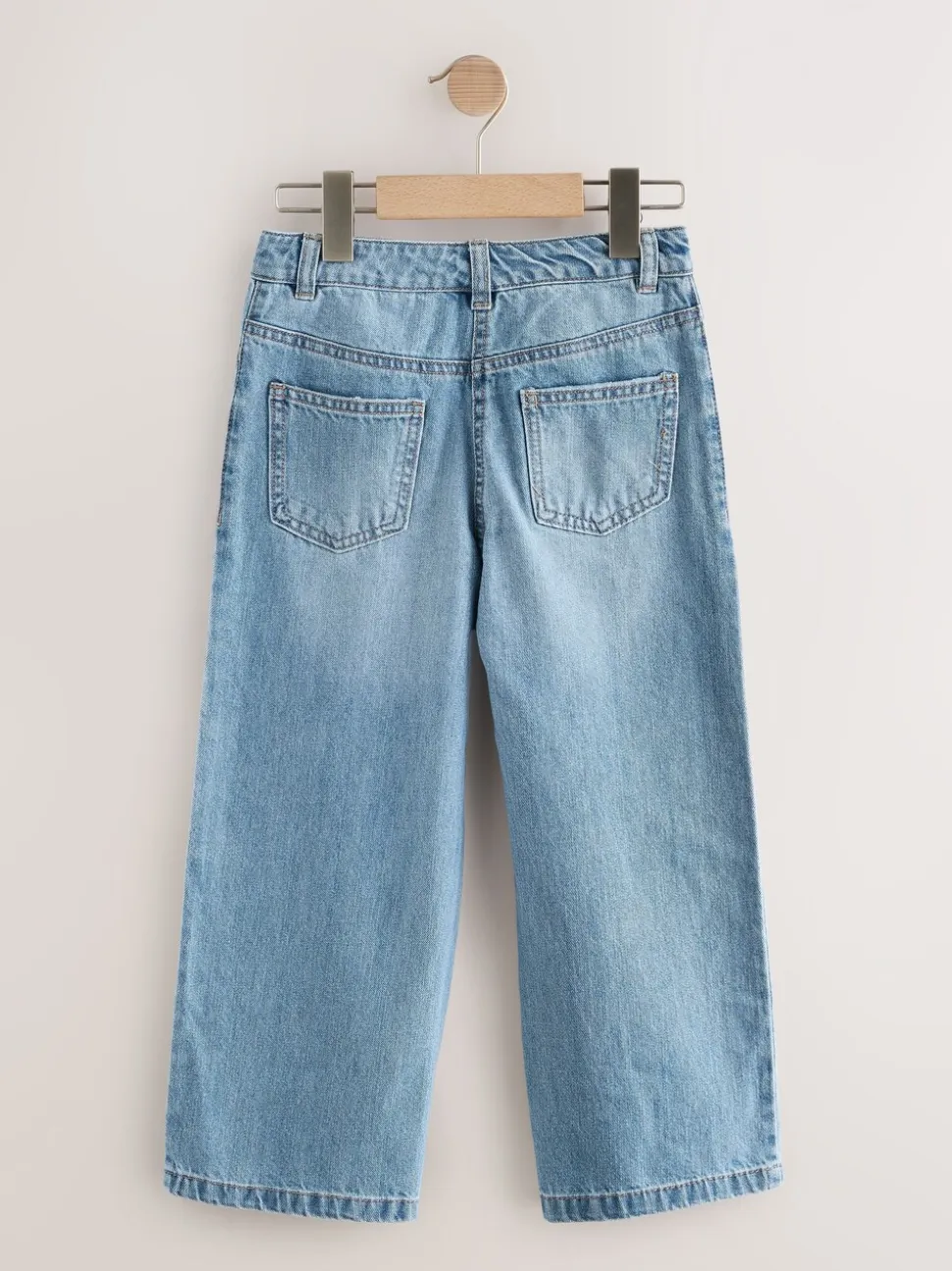 Medium blauwe denim met bloemenprint - Jeans met wijde pijpen (3-16 jr)