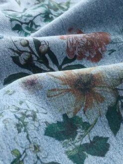 Medium blauwe denim met bloemenprint - Jeans met wijde pijpen (3-16 jr)