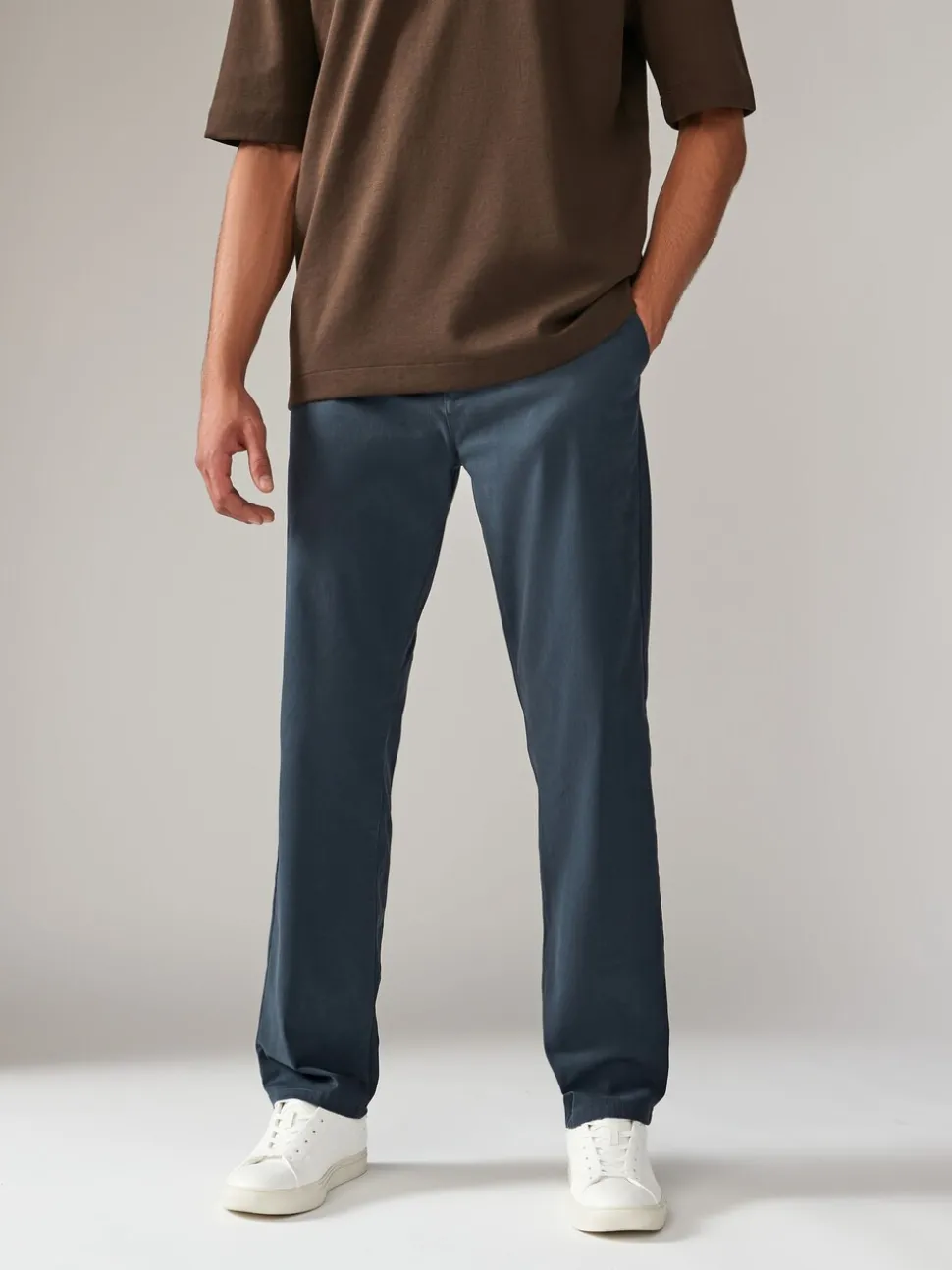 Medium blauwgrijs - Straight fit - Stretchy chino