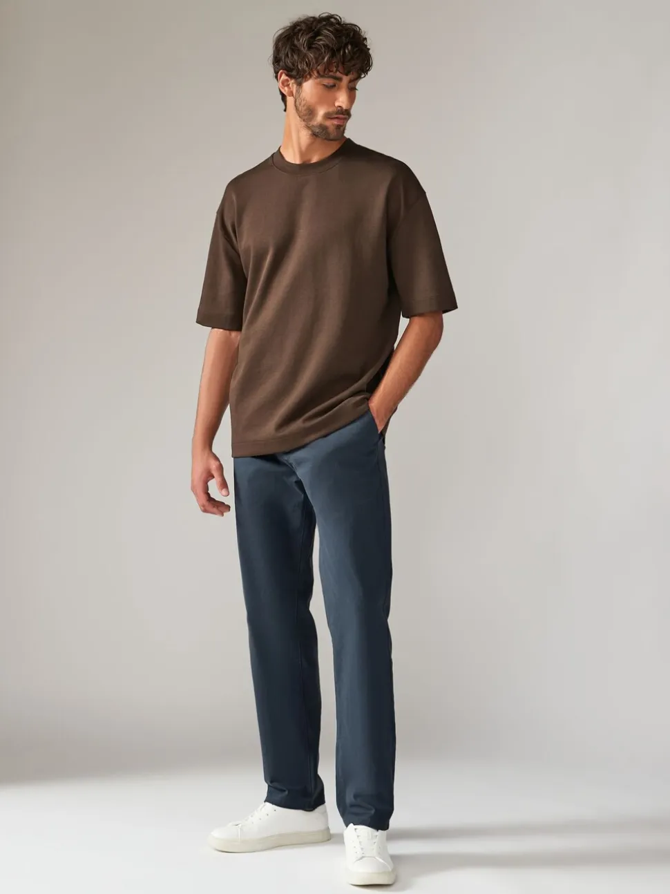 Medium blauwgrijs - Straight fit - Stretchy chino