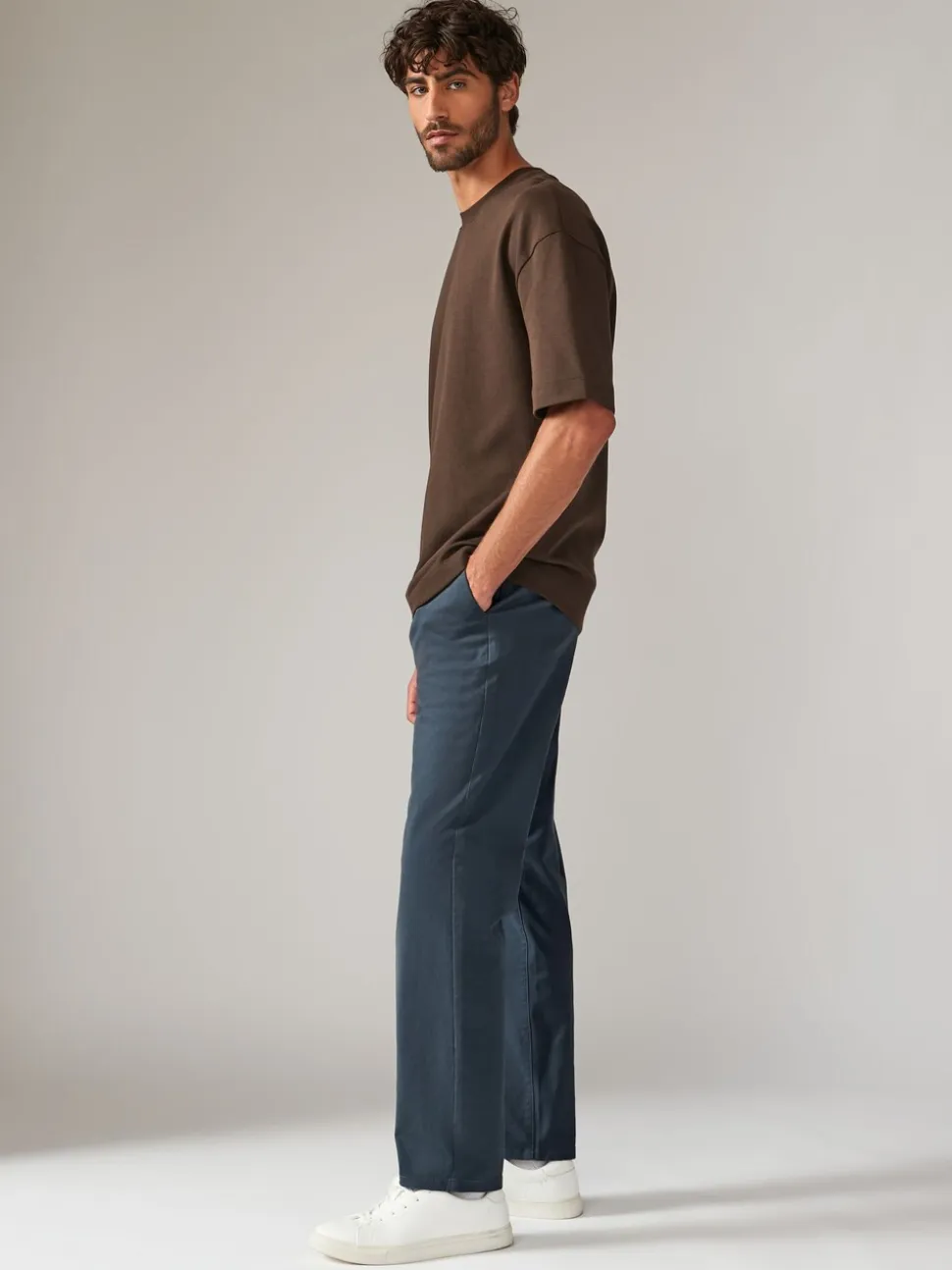 Medium blauwgrijs - Straight fit - Stretchy chino