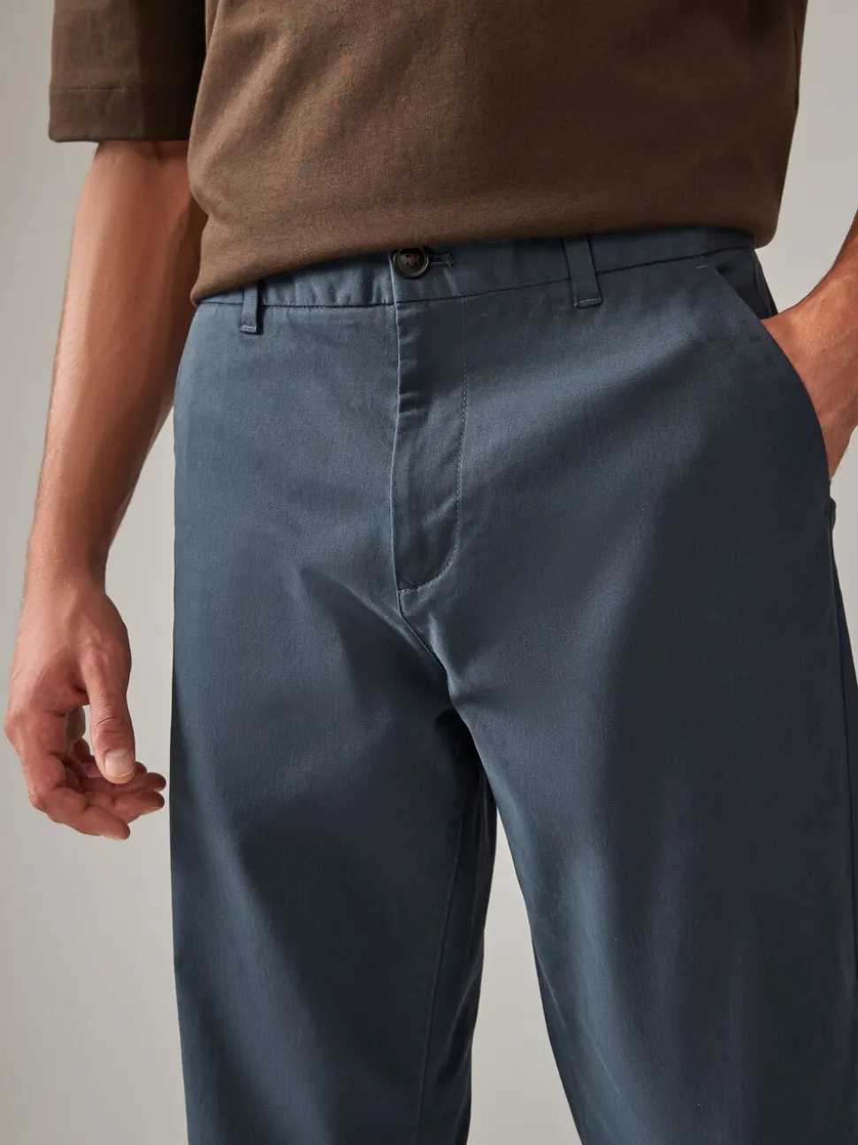 Medium blauwgrijs - Straight fit - Stretchy chino